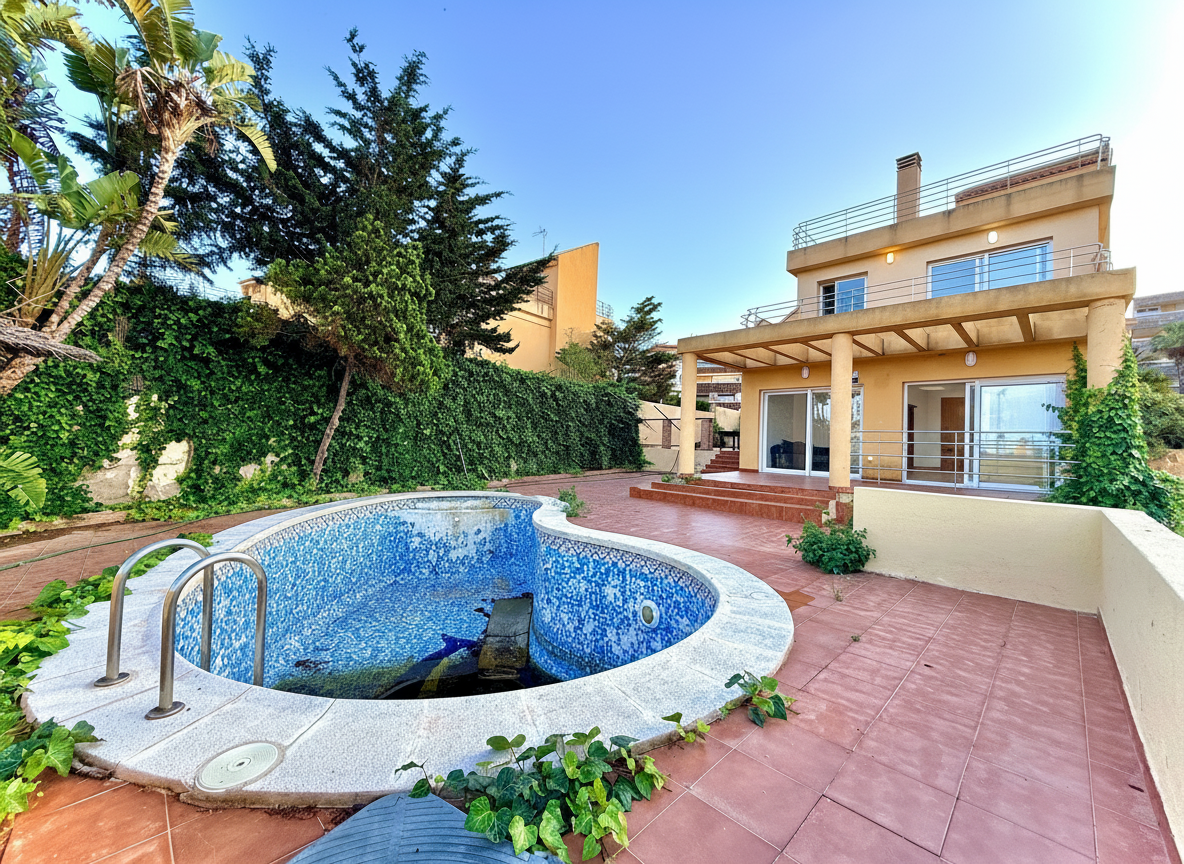 Villa independiente con piscina privada circular y jardín en La Manga del Mar Menor Murcia